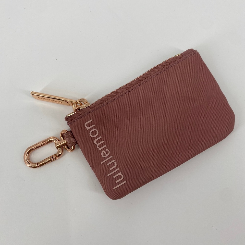 Lululemon zipper pouch OS Pink Rose Gold Hardware Keychain Clip